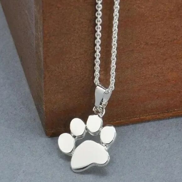 Chic Stainless Steel Paw Print Necklace Gold Plated or Silver Plated (1pc) - Picture 1 of 6